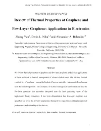 Review of Thermal Properties of Graphene and Few-Layer