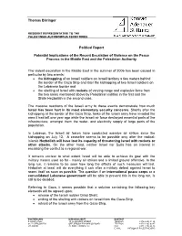 Thomas Birringer Political Report Potential Implications of the Recent