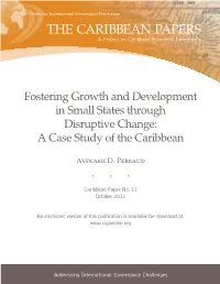 Fostering Growth and Development in Small States Through Disruptive Change: a Case Study of the Caribbean