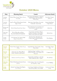 October 2020 Menu