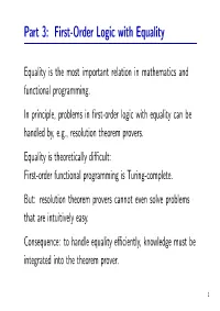 Part 3: First-Order Logic with Equality