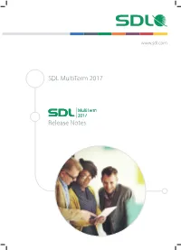 SDL Multiterm 2017 Release Notes