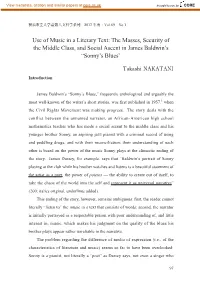 Use of Music in a Literary Text: the Masses, Security of the Middle Class, and Social Ascent in James Baldwin's “Sonny's B