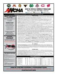 2015-16 WCHA WEEKLY RELEASE Week Twenty (Feb