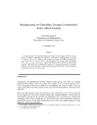 Background on Chevalley Groups Constructed from a Root System