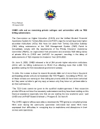 CHED Calls out on Remaining Private Colleges and Universities with No TES Billing Submissions the Commission on Higher Education