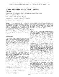 El Ni˜No, Water Vapor, and the Global Positioning System
