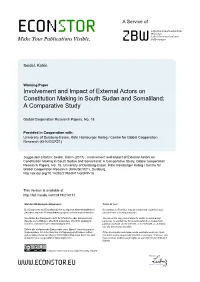 Involvement and Impact of External Actors on Constitution Making in South Sudan and Somaliland: a Comparative Study