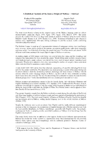 A Statistical Analysis of the Source Origin of Maltese – Abstract
