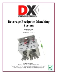 Beverage Feedpoint Matching System