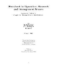 Handbook in Operations Research and Management Science