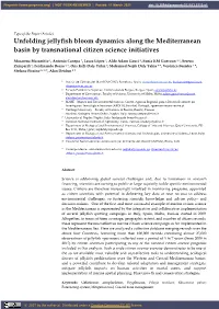 Unfolding Jellyfish Bloom Dynamics Along the Mediterranean Basin by Transnational Citizen Science Initiatives