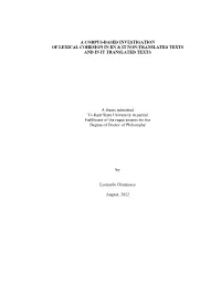 A Corpus-Based Investigation of Lexical Cohesion in En & It