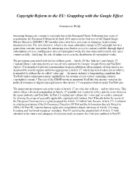 Copyright Reform in the EU: Grappling with the Google Effect