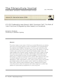 FCJ-170 Challenging Hate Speech with Facebook Flarf: the Role of User Practices in Regulating Hate Speech on Facebook