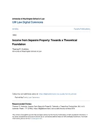 Income from Separate Property: Towards a Theoretical Foundation