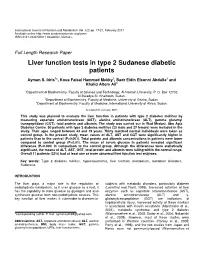 Liver Function Tests in Type 2 Sudanese Diabetic Patients