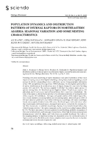 Population Dynamics and Distribution Patterns of Diurnal Raptors in Northeastern Algeria: Seasonal Variation and Some Nesting Characteristics