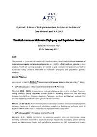 “Practical Course on Molecular Phylogeny and Population Genetics”