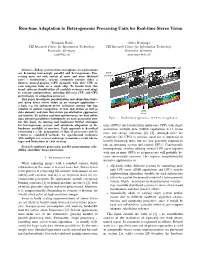 Run-Time Adaptation to Heterogeneous Processing Units for Real-Time Stereo Vision