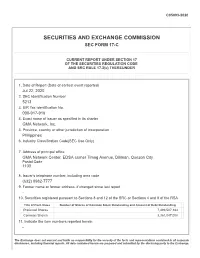 Securities and Exchange Commission Sec Form 17-C