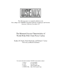 The Measured Access Characteristics of World-Wide-Web Client Proxy Caches
