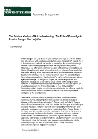 The Sublime Wisdom of Not Understanding: the Role of Knowledge in Preston Sturges’ the Lady Eve