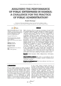 Analysing the Performance of Public Enterprises in Namibia: a Challenge for the Practice of Public Administration?