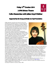 Cello Masterclass with Julian Lloyd Webber
