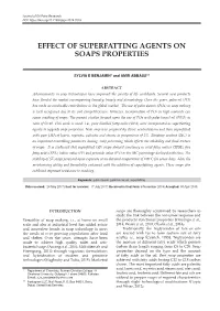 Effect of Superfatting Agents on Soaps Properties