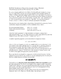 MAST602: Introduction to Physical Oceanography (Andreas Münchow) (Closed Book In-Class Rossby Wave Exercise, Oct.-21, 2008)