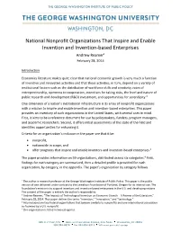 National Nonprofit Organizations That Inspire and Enable Invention and Invention-Based Enterprises Andrew Reamer1 February 28, 2014