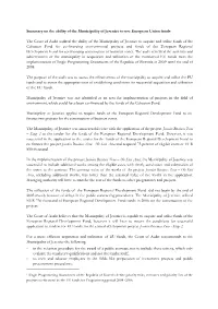 Summary on the Ability of the Municipality of Jesenice to Use European Union Funds