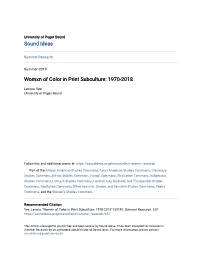 Womxn of Color in Print Subculture: 1970-2018