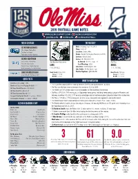 2019 Football Game Notes | Olemissgameday.Com @Olemissfb | Olemissfb | Olemissfootball