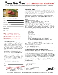 2021 Beef Order Form