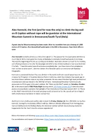 Alex Honnold at the International Mountain Summit.Pdf