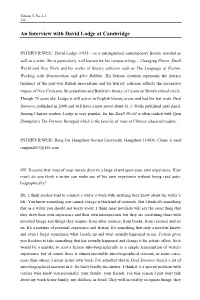 An Interview with David Lodge at Cambridge