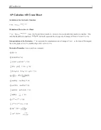 AP Calculus AB Cram Sheet