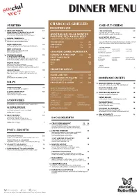 Beast & Butterflies Dinner Menu