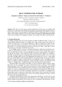 HEAT, TEMPERATURE, ENTROPY Alexander I