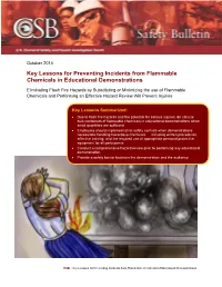 Key Lessons for Preventing Incidents from Flammable Chemicals in Educational Demonstrations