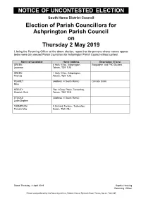 Notice of Uncontested Election Results 2019