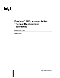 Pentium III Processor Active Thermal Management Techniques
