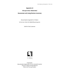 Appendix 13 Chicopee River Watershed Assessment and Listing Decision Summary
