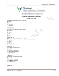 Department Mechanical Engineering ME8491- Engineering Metallurgy Unit II - MCQ Bank 1