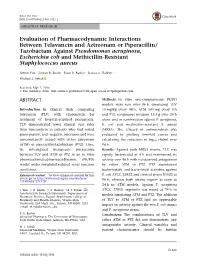 Evaluation of Pharmacodynamic Interactions Between Telavancin