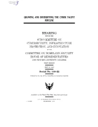 Growing and Diversifying the Cyber Talent Pipeline Hearing