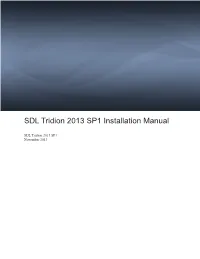 SDL Tridion 2013 SP1 Installation Manual