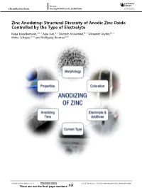 Structural Diversity of Anodic Zinc Oxide Controlled by the Type Of